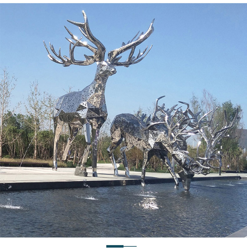鹿不锈钢雕塑定制园林景观城市广场雕塑