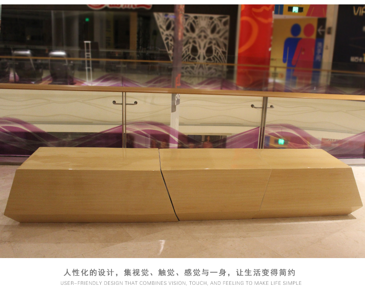 玻璃钢木面拼接长条坐凳