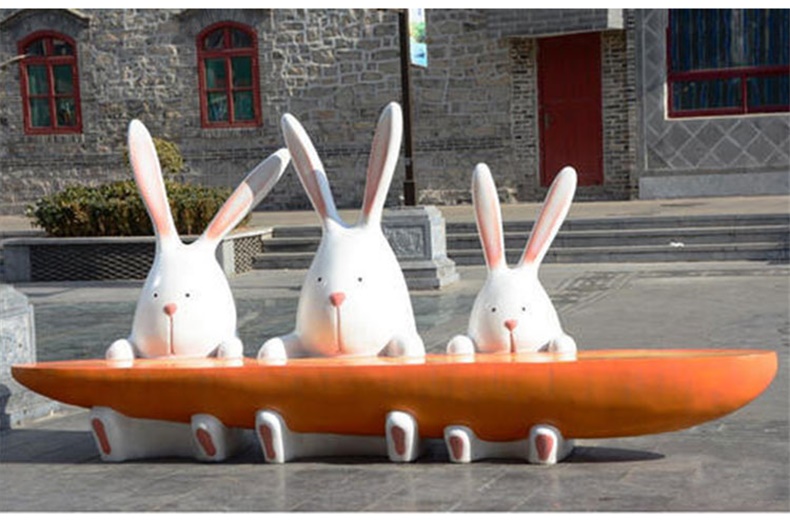 兔子玻璃钢雕塑园林景观动物广场雕塑