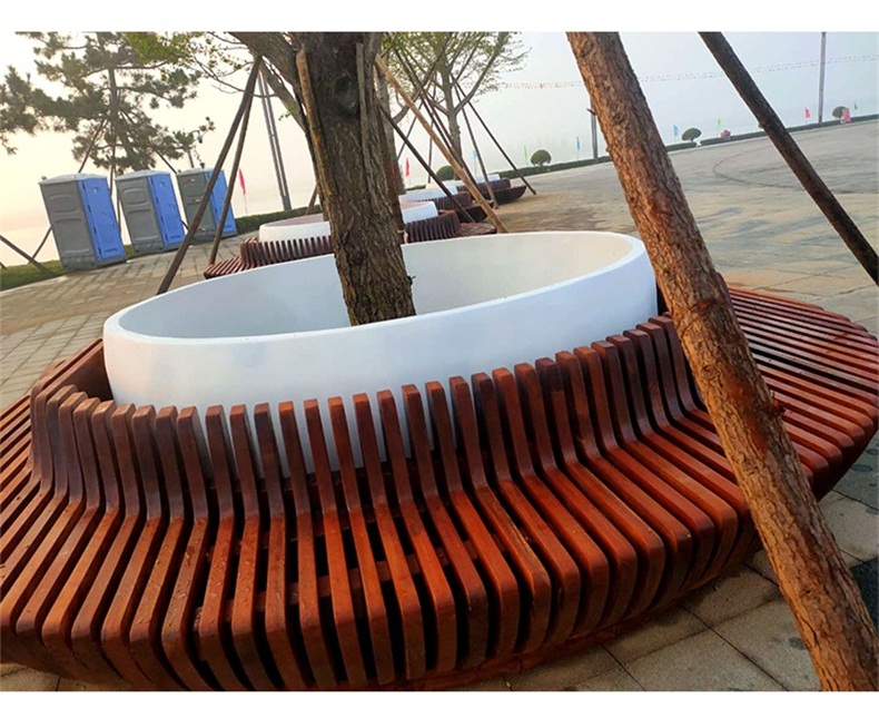 菠萝格木艺切片座椅玻璃钢树池坐凳