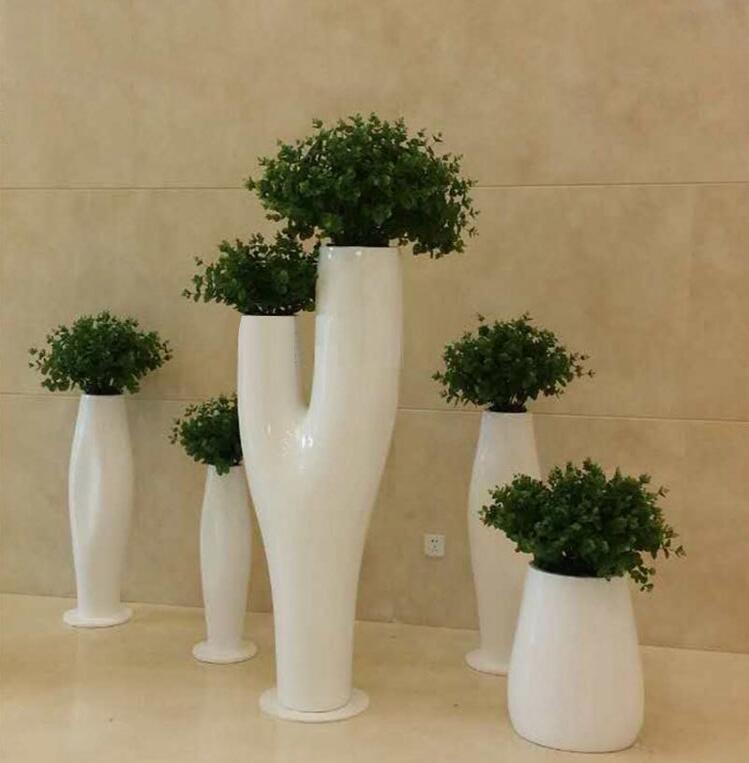 玻璃钢树杈花盆个性组合花器花钵Y形花柱商场酒店大花盆