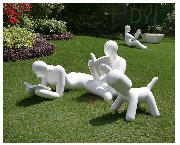 看书人物玻璃钢雕塑校园幼儿园景观雕塑