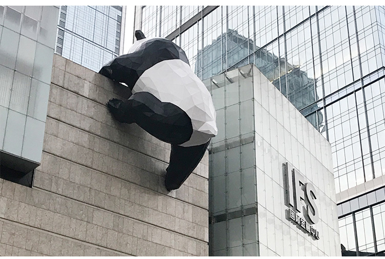 大型玻璃钢熊猫雕塑售楼部酒店商场DP点美陈