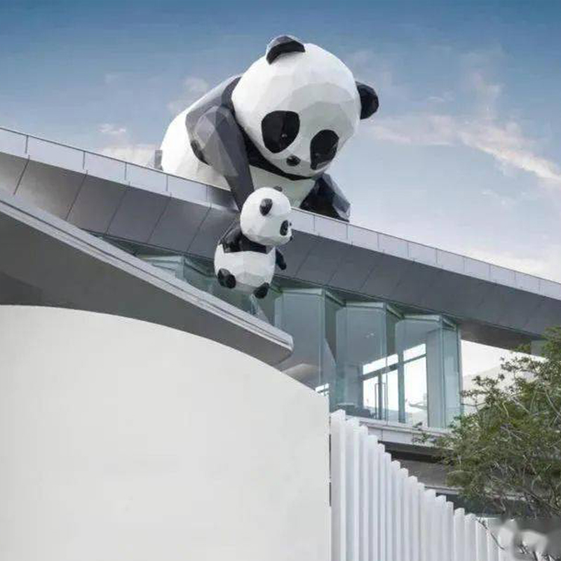 玻璃钢大熊猫雕塑切面艺术景观美陈摆件