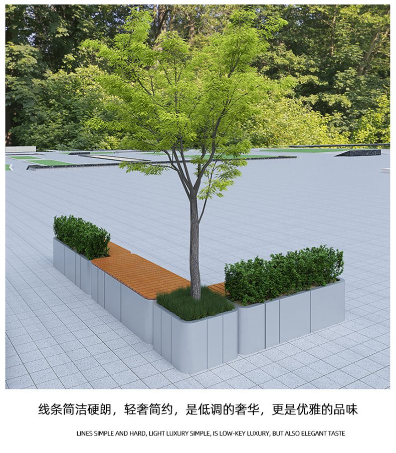不锈钢花箱坐凳组合防腐木板景观凳子 不锈钢花箱坐凳组合防腐木板景观凳子