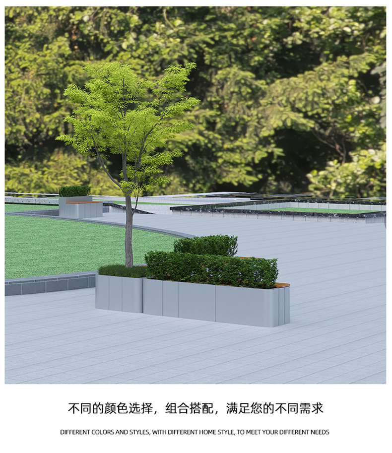 不锈钢花箱坐凳组合防腐木板景观凳子 不锈钢花箱坐凳组合防腐木板景观凳子