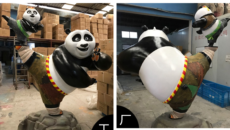 玻璃钢功夫熊猫雕塑动物卡通艺术景观摆件 玻璃钢功夫熊猫雕塑动物卡通艺术景观摆件