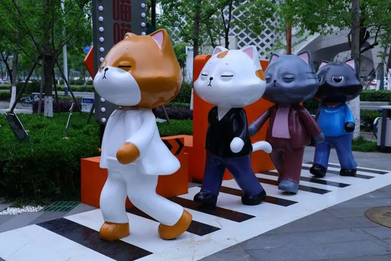 玻璃钢猫咪雕塑动物造型卡通宠物摆件