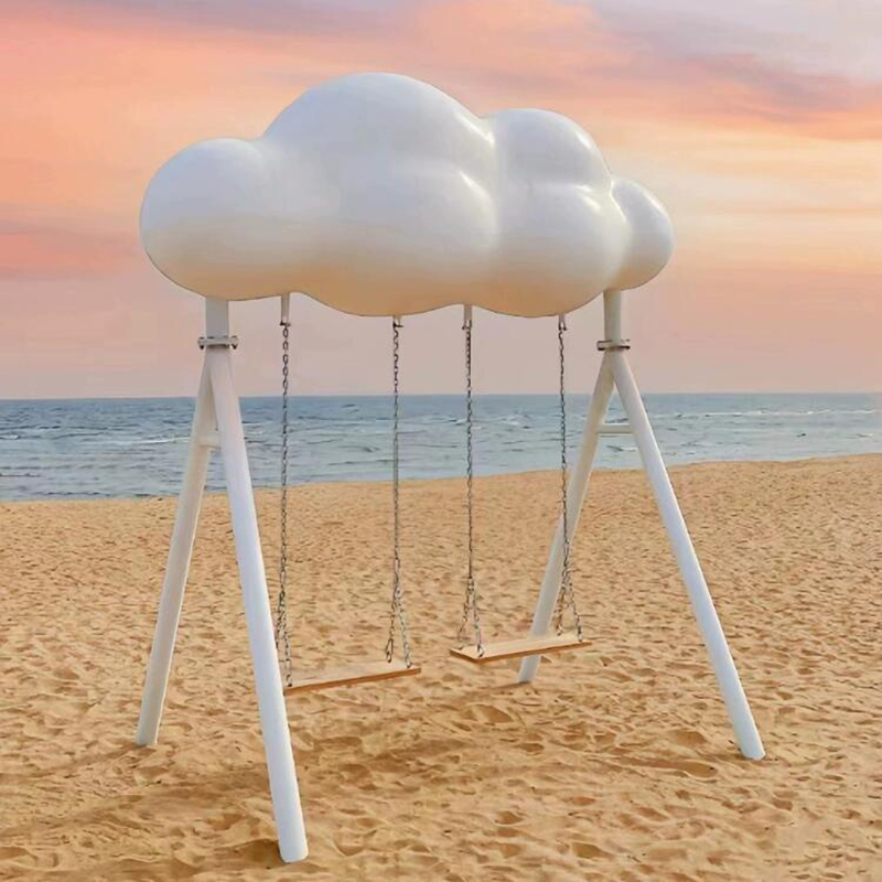 玻璃钢云朵雕塑不锈钢艺术景观云朵摆件