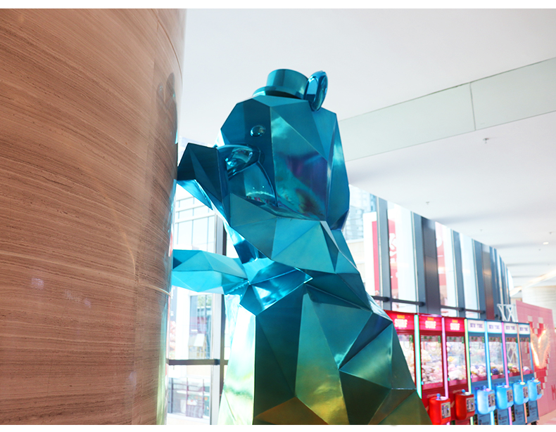 彩虹熊造型玻璃钢雕塑切面商场雕塑