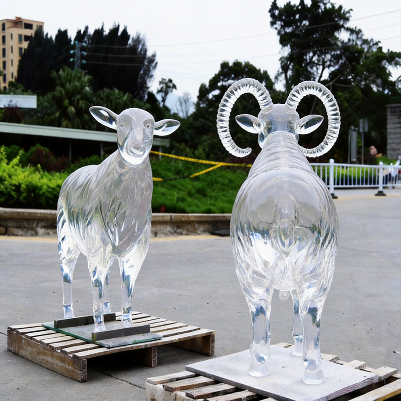 透明树脂羊雕塑动物摆件 透明树脂羊雕塑动物摆件
