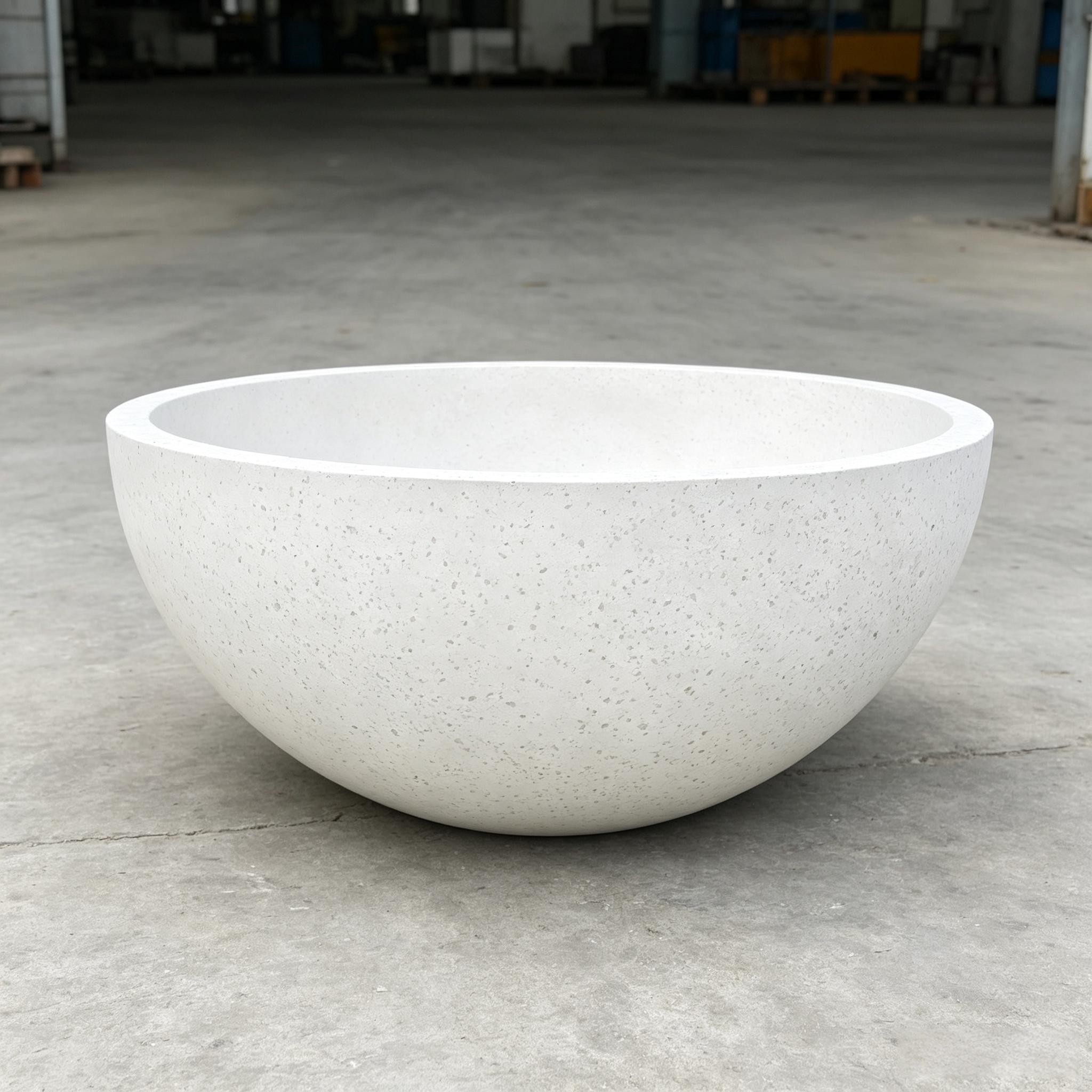 碗造型水磨石花盆预制混凝土花钵 碗造型水磨石花盆预制混凝土花钵