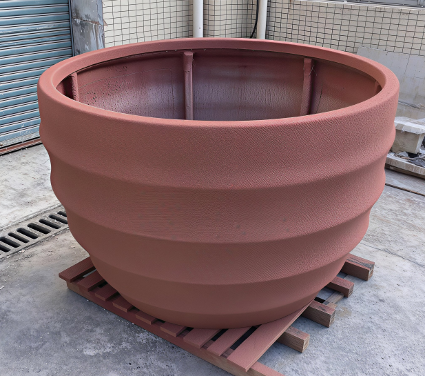大口径波浪纹 GRC 花钵｜为商业景观塑造沉稳高级的户外容器